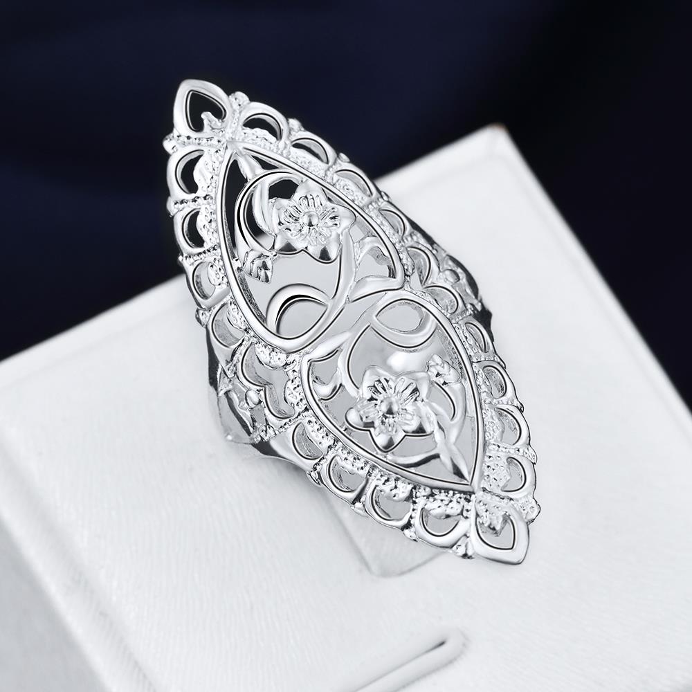 Wholesale Hot sale rings China Vintage Rhinestone Rings For Women Silver Color Hollow Big Ring Wedding Party Jewelry TGSPR060 3