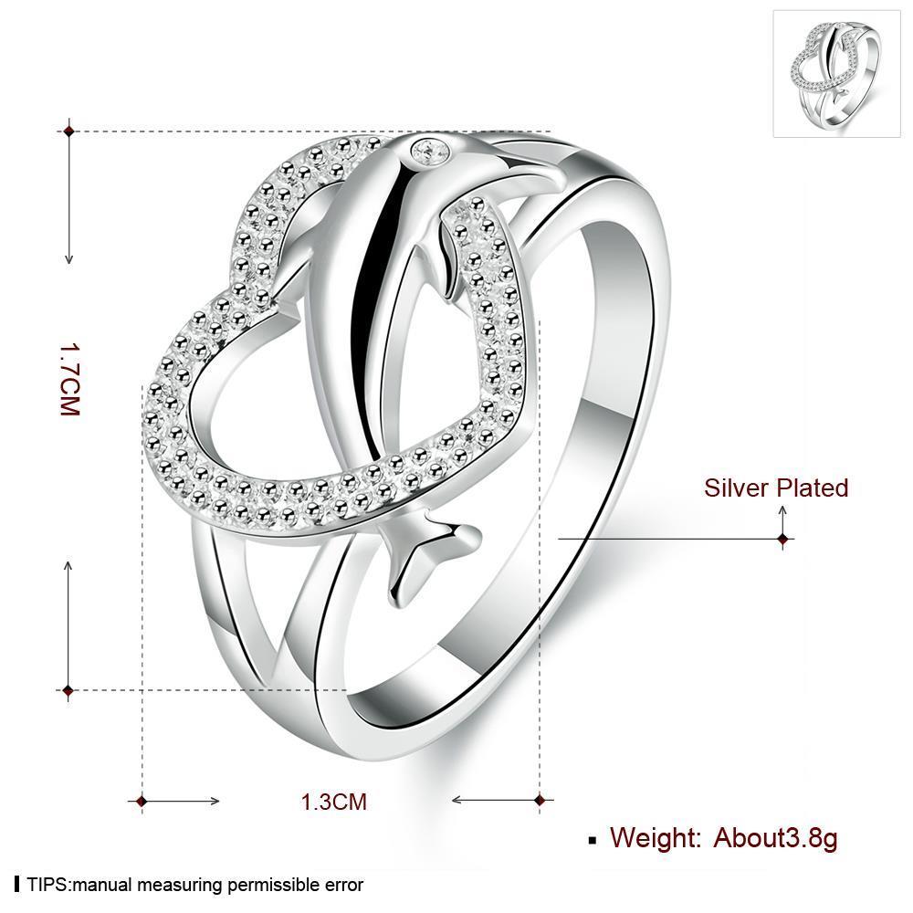 Wholesale Factory Price Cute Dolphin Heart Rings for Party Birthday Accessory Women Silver Ring Wedding Engagement Jewelry TGSPR077 1