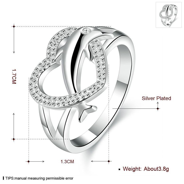 Wholesale Factory Price Cute Dolphin Heart Rings for Party Birthday Accessory Women Silver Ring Wedding Engagement Jewelry TGSPR077 1