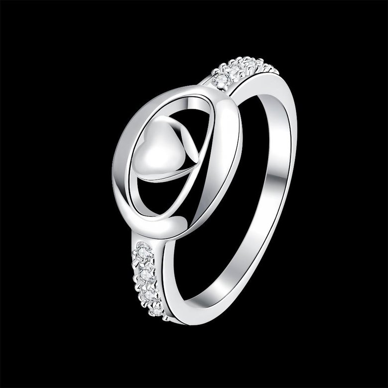 Wholesale Romantic Silver heart White Ring for Lady Promotion Shiny Zircon Crystal Banquet Holiday Party Christmas wedding Ring TGSPR096 0