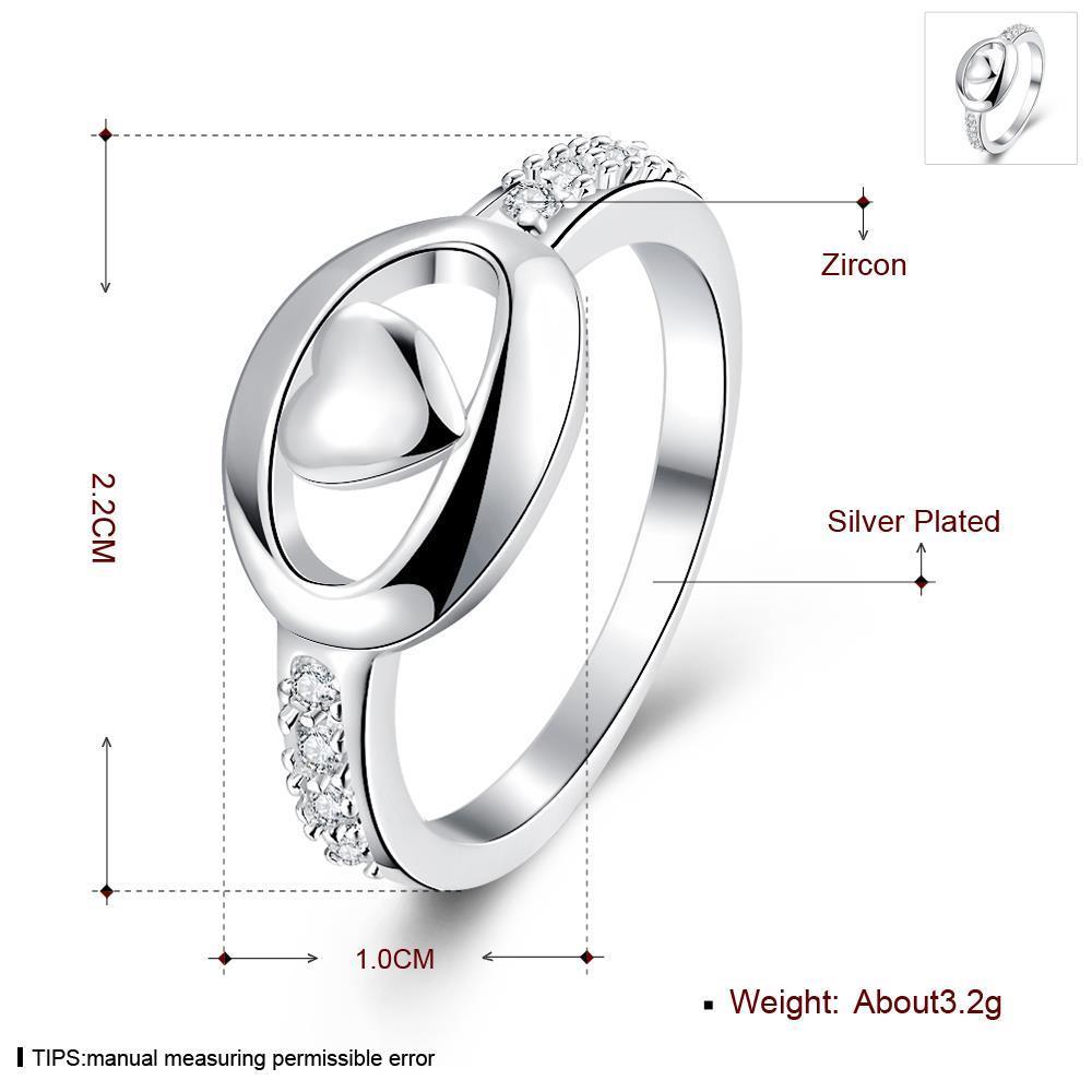 Wholesale Romantic Silver heart White Ring for Lady Promotion Shiny Zircon Crystal Banquet Holiday Party Christmas wedding Ring TGSPR096 1