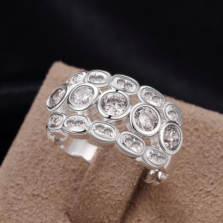 Wholesale Silver Stackable round CZ Zirconia Finger Rings For Women High Quality Wedding Engagement Jewelry Gift TGSPR123 2