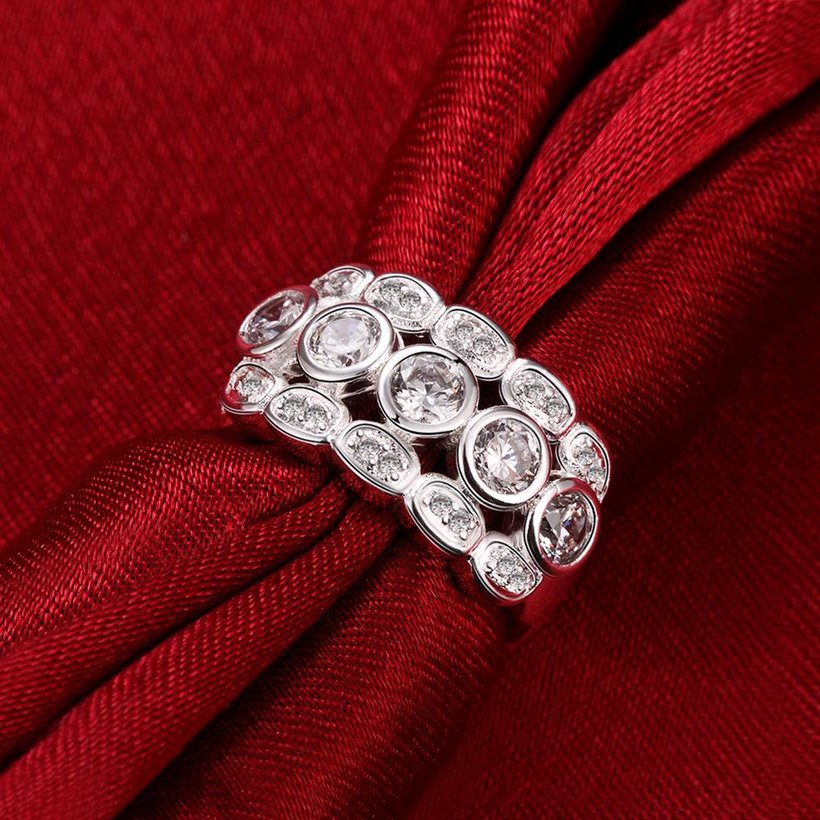 Wholesale Silver Stackable round CZ Zirconia Finger Rings For Women High Quality Wedding Engagement Jewelry Gift TGSPR123 4