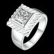 Wholesale Gorgeous Halo Wide Rings For Men Silver Filled square CZ Rhinestone Stone Rings For Wedding Price TGSPR133 4 small