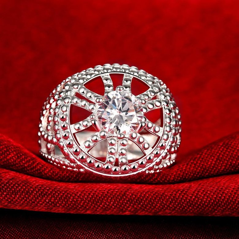 Wholesale rings from China for Lady Promotion Shiny white Zircon Openwork Multicolor Banquet Holiday Party Christmas Ring TGSPR140 1