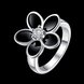Wholesale Antique Silver Color Enamel Ring With Black Crystal Flower Rings For Women Romantic Vintage Jewelry Christmas Gift TGSPR148 0 small