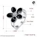 Wholesale Antique Silver Color Enamel Ring With Black Crystal Flower Rings For Women Romantic Vintage Jewelry Christmas Gift TGSPR148 1 small