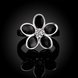 Wholesale Antique Silver Color Enamel Ring With Black Crystal Flower Rings For Women Romantic Vintage Jewelry Christmas Gift TGSPR148 2 small