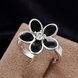 Wholesale Antique Silver Color Enamel Ring With Black Crystal Flower Rings For Women Romantic Vintage Jewelry Christmas Gift TGSPR148 3 small