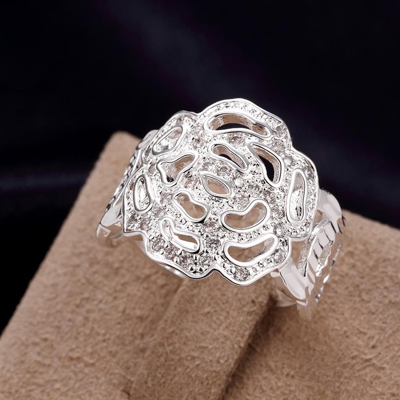 Wholesale Hot sale Women Ring Classic Art Hollow Rings For Women High Quality Silver Plated Fashion Jewelry To Birthday Gift TGSPR165 2