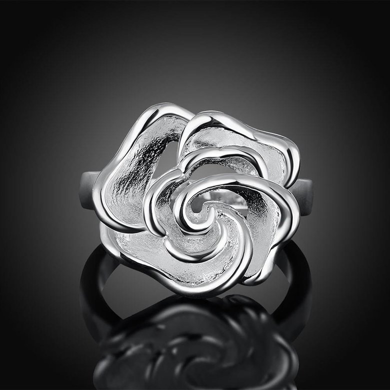 Wholesale rings from China European style Fashion Woman Girl Party Wedding Gift Silver Rose Silver Ring TGSPR209 2