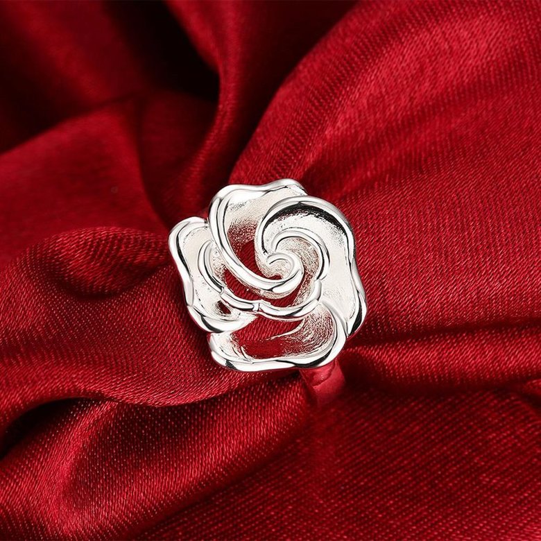 Wholesale rings from China European style Fashion Woman Girl Party Wedding Gift Silver Rose Silver Ring TGSPR209 3