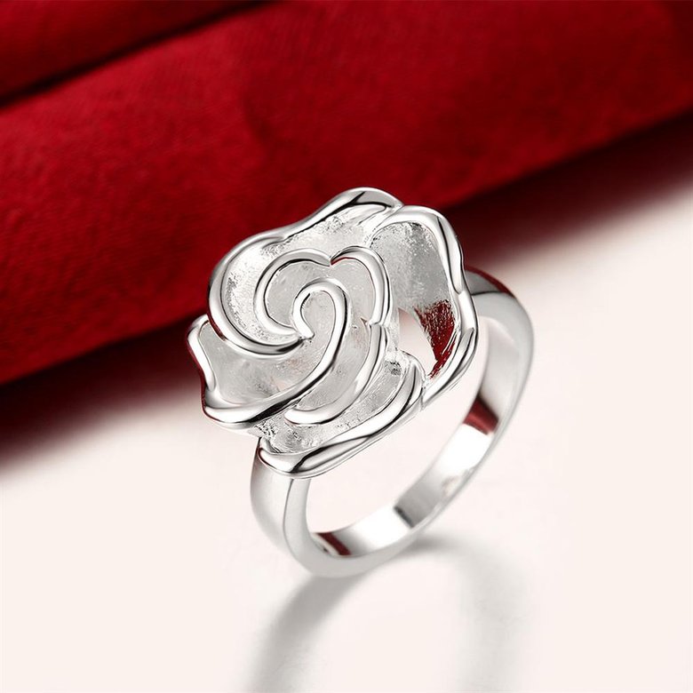 Wholesale rings from China European style Fashion Woman Girl Party Wedding Gift Silver Rose Silver Ring TGSPR209 4