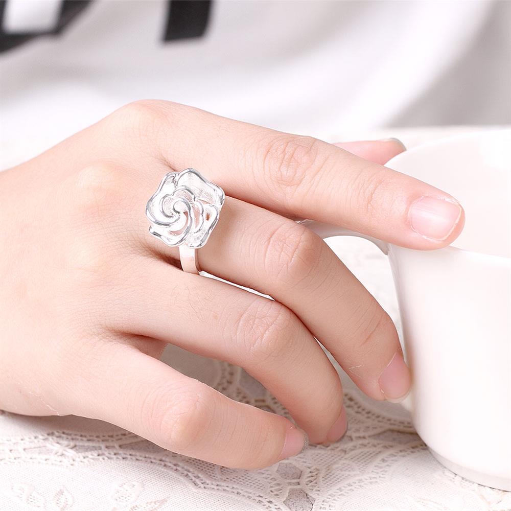 Wholesale rings from China European style Fashion Woman Girl Party Wedding Gift Silver Rose Silver Ring TGSPR209 5