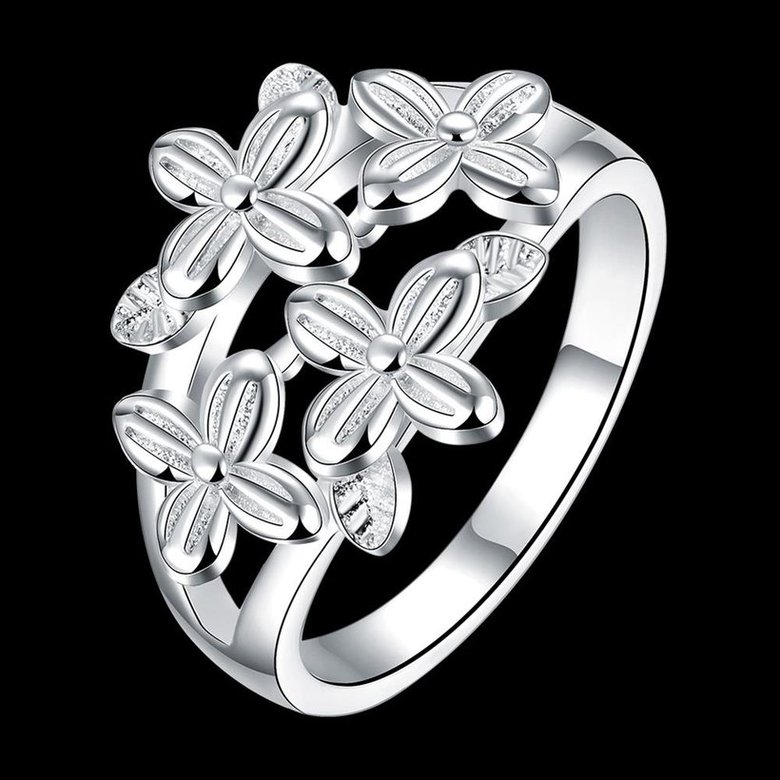 Wholesale Fashion silver plated rings from China Vintage Flower Ring for Women Wedding party jewelry  TGSPR235 0