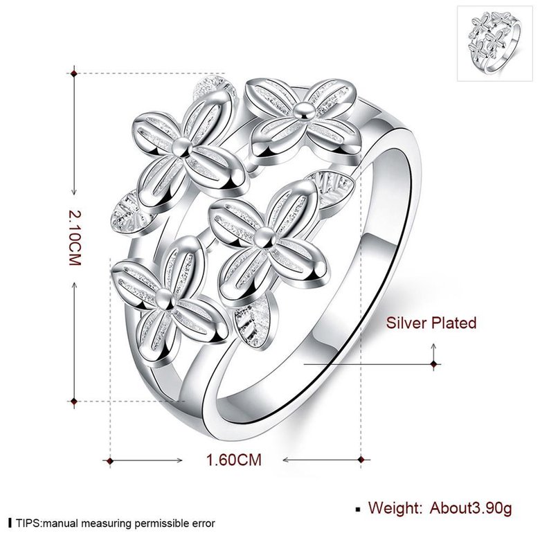 Wholesale Fashion silver plated rings from China Vintage Flower Ring for Women Wedding party jewelry  TGSPR235 1