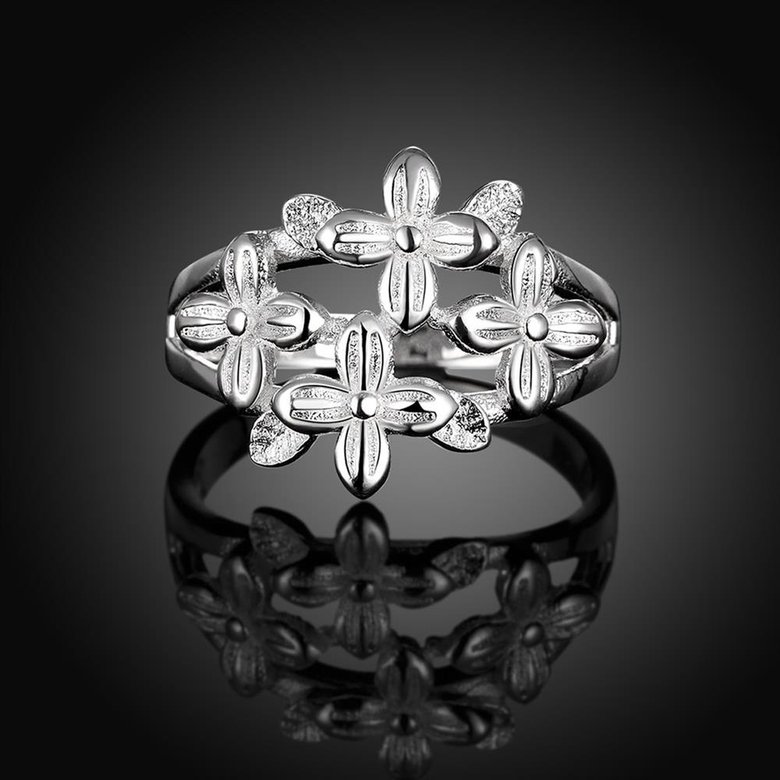 Wholesale Fashion silver plated rings from China Vintage Flower Ring for Women Wedding party jewelry  TGSPR235 2