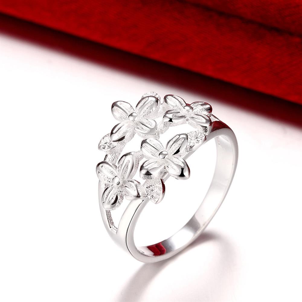 Wholesale Fashion silver plated rings from China Vintage Flower Ring for Women Wedding party jewelry  TGSPR235 3