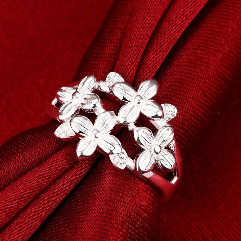 Wholesale Fashion silver plated rings from China Vintage Flower Ring for Women Wedding party jewelry  TGSPR235 4