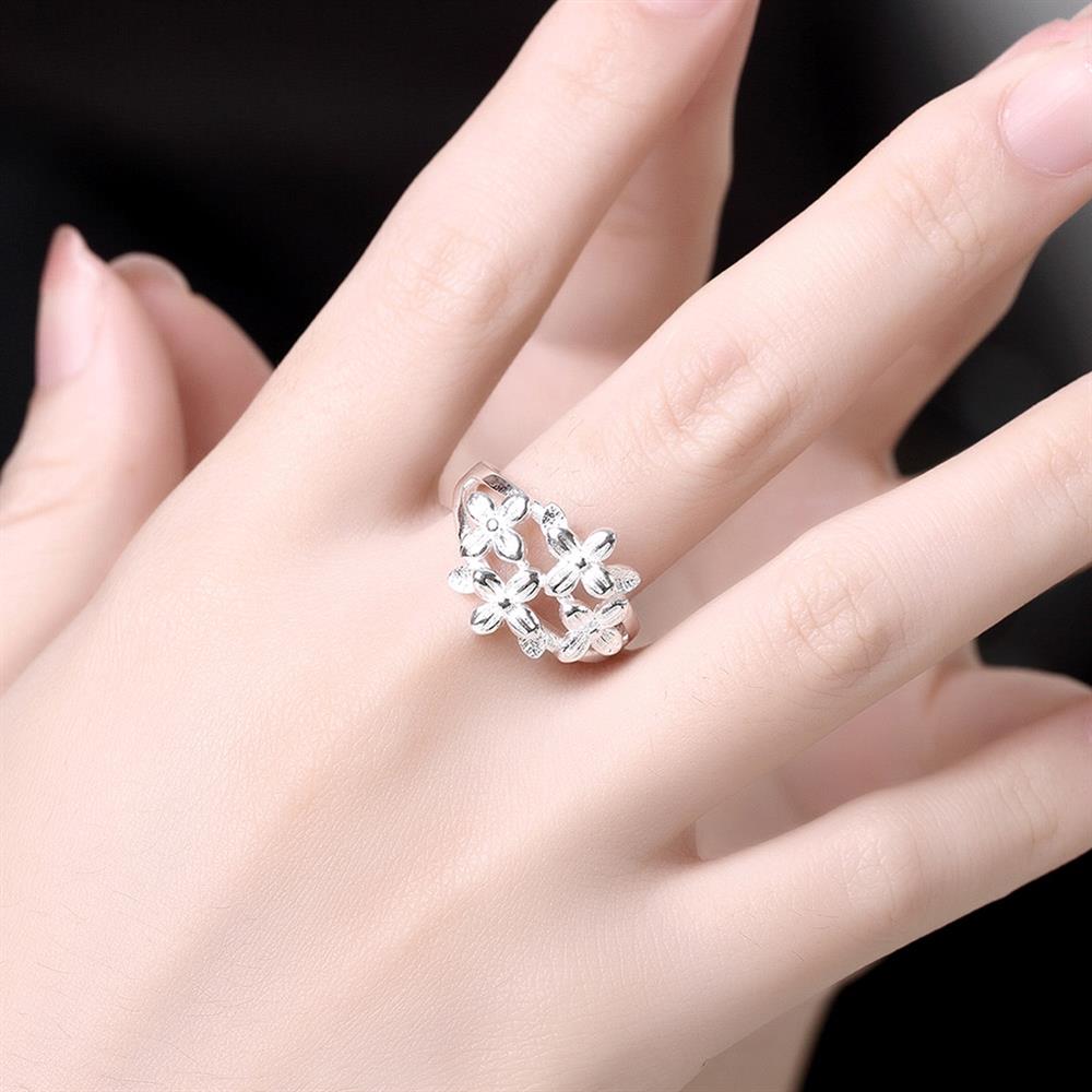 Wholesale Fashion silver plated rings from China Vintage Flower Ring for Women Wedding party jewelry  TGSPR235 5