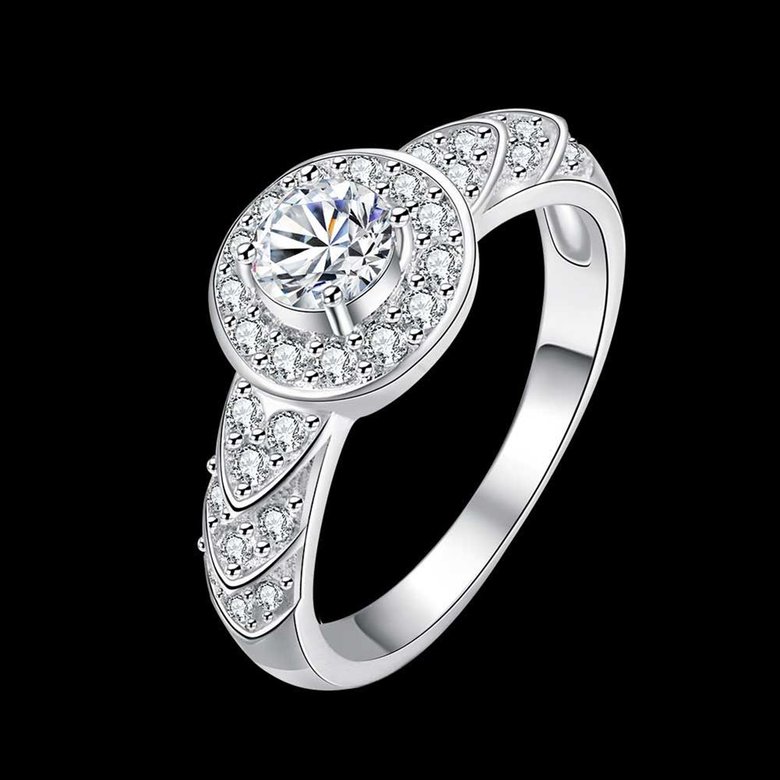 Wholesale Trendy Silver rings from China Shiny white rings Banquet Holiday Party wedding jewelry TGSPR248 0