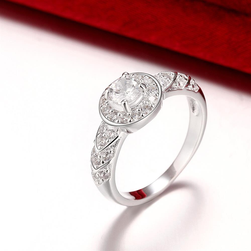 Wholesale Trendy Silver rings from China Shiny white rings Banquet Holiday Party wedding jewelry TGSPR248 2