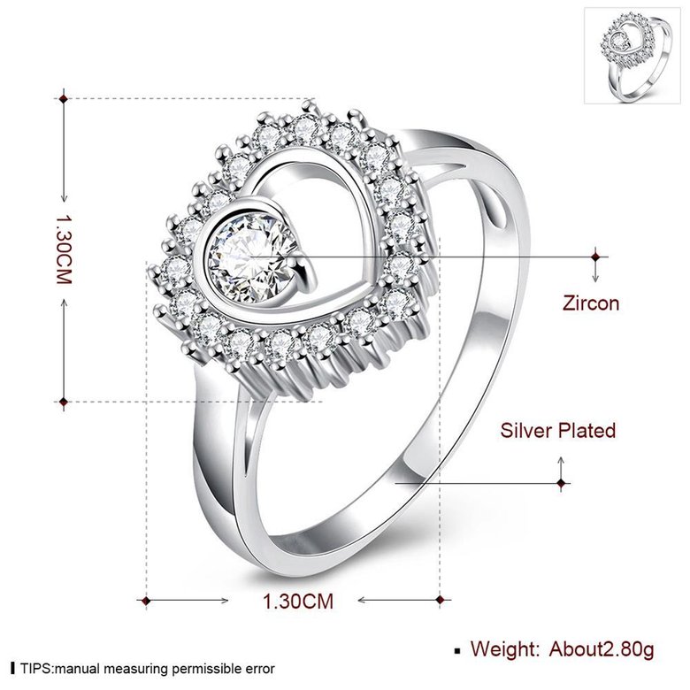 Wholesale Classic Romantic Silver Heart White CZ Ring  For Women Girls Engagement Wedding Rings Fashion Jewelry Birthday Gifts TGSPR269 1