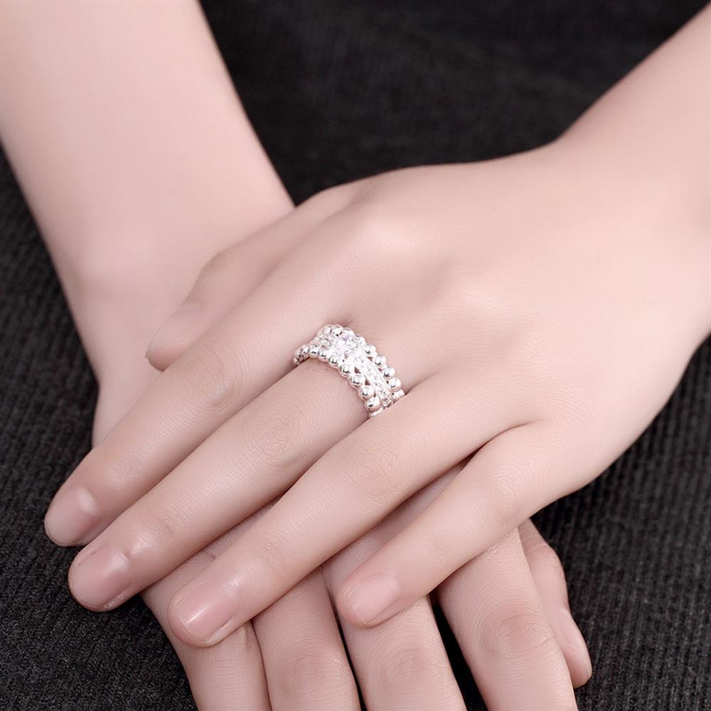 Wholesale European Fashion Woman Girl Party Wedding Gift AAA Zircon Silver Ring TGSPR372 5