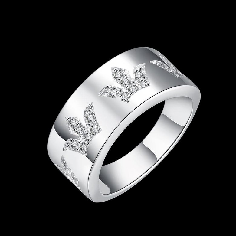 Wholesale Fashion classic silver plated rings Engrave Queen Crown Rings Wedding Jewelry Drop shipping TGSPR374 0