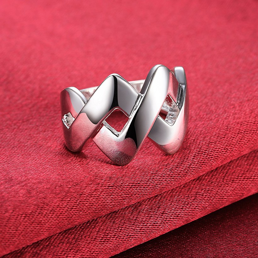 Wholesale New Fashion silver rings from China Double Wave Ring for Women Wedding Party Accessories Gifts TGSPR404 3