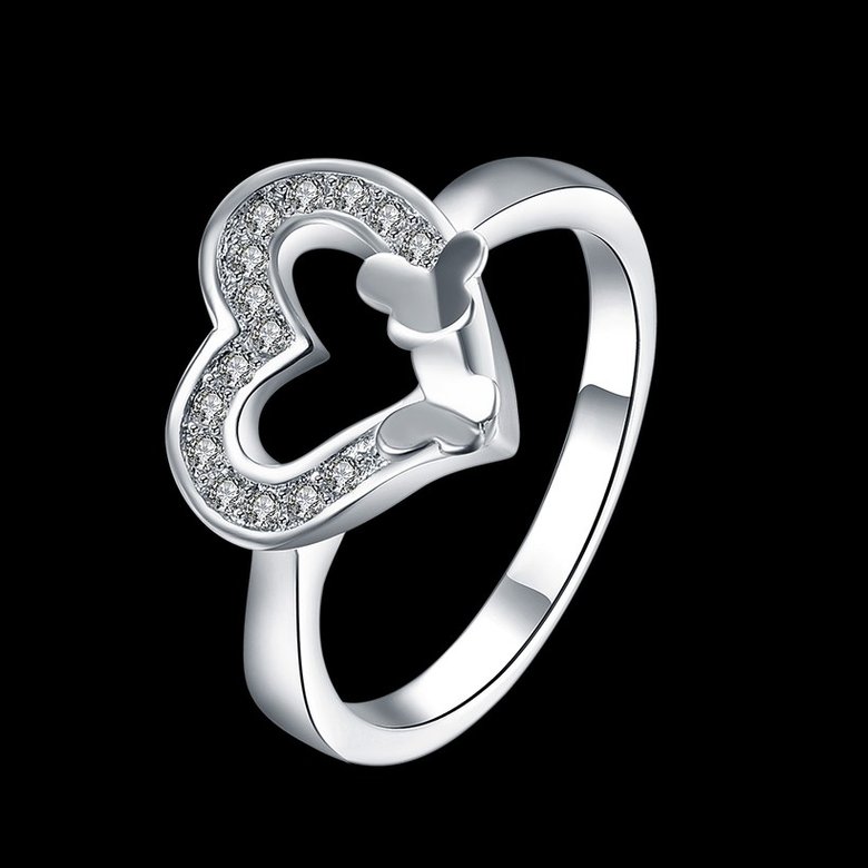 Wholesale New Design Fashion silver plated Heart Shape Classic Love Ring 5A Zircon Finger Rings For Women Engagement Jewelry TGSPR429 0