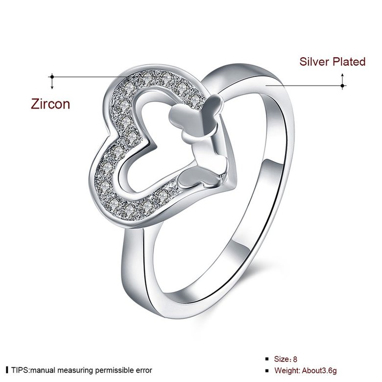 Wholesale New Design Fashion silver plated Heart Shape Classic Love Ring 5A Zircon Finger Rings For Women Engagement Jewelry TGSPR429 1