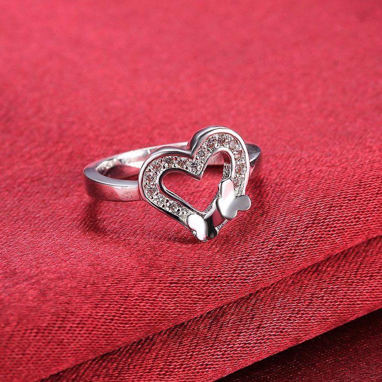Wholesale New Design Fashion silver plated Heart Shape Classic Love Ring 5A Zircon Finger Rings For Women Engagement Jewelry TGSPR429 4