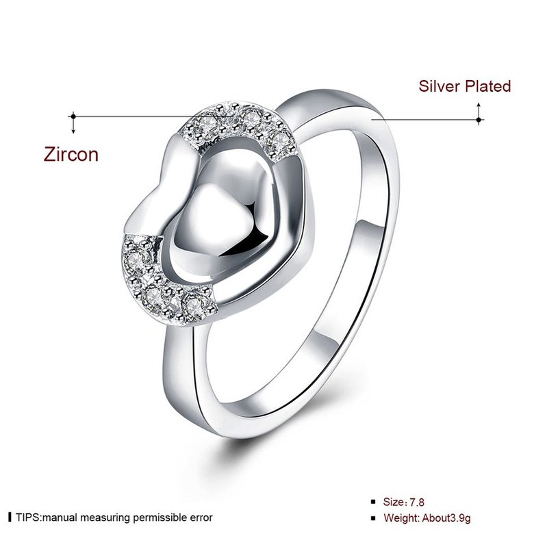 Wholesale New Design Fashion silver plated Heart Shape Classic Love Ring 5A Zircon Finger Rings For Women Engagement Jewelry  TGSPR432 1