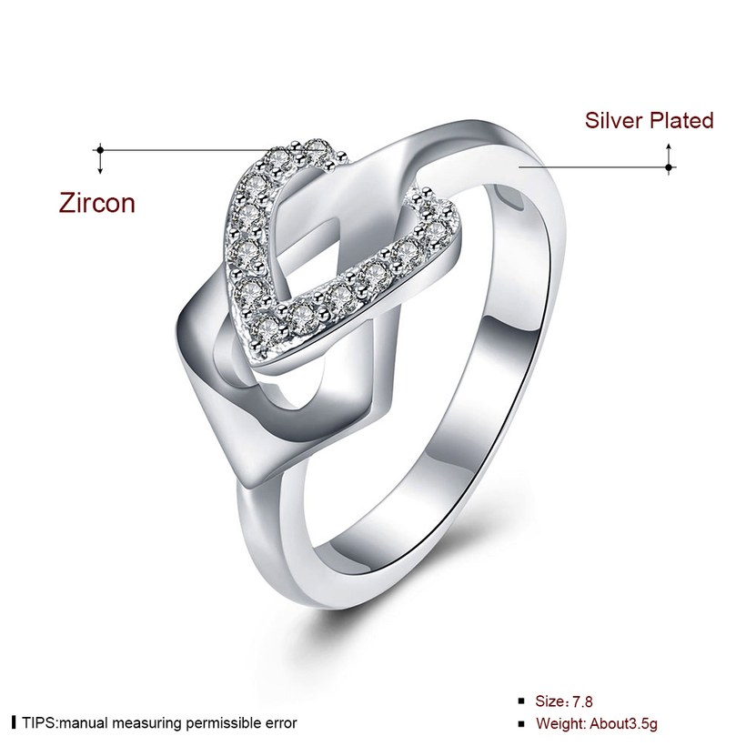 Wholesale New Fashion Design double Heart  Shape Classic Love Ring 5A Zircon Finger Rings For Women Engagement Jewelry TGSPR434 1