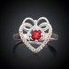 Wholesale Fashion Classic Heart Shape with Inlaid Red Zircon Ring for Women Wedding Party Cocktail Jewelry TGSPR159 0 small