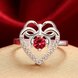 Wholesale Fashion Classic Heart Shape with Inlaid Red Zircon Ring for Women Wedding Party Cocktail Jewelry TGSPR159 2 small