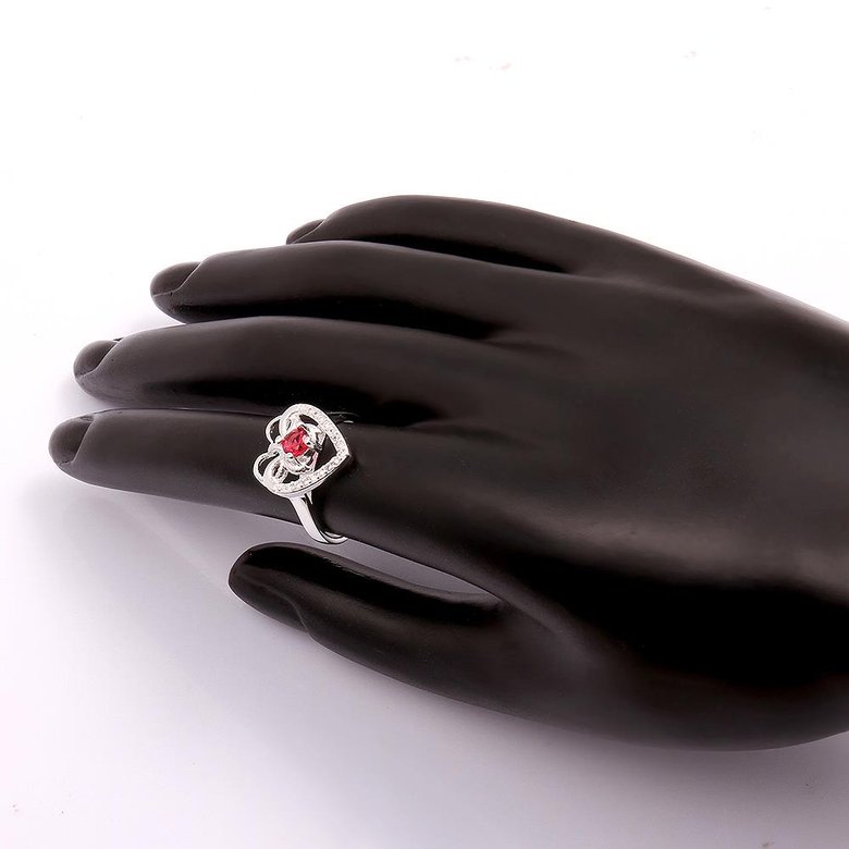 Wholesale Fashion Classic Heart Shape with Inlaid Red Zircon Ring for Women Wedding Party Cocktail Jewelry TGSPR159 3