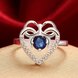 Wholesale rings from China for Lady Promotion Romantic heart Shiny blue Zircon Banquet Holiday Party Christmas wedding jewelry TGSPR163 1 small