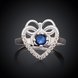 Wholesale rings from China for Lady Promotion Romantic heart Shiny blue Zircon Banquet Holiday Party Christmas wedding jewelry TGSPR163 3 small