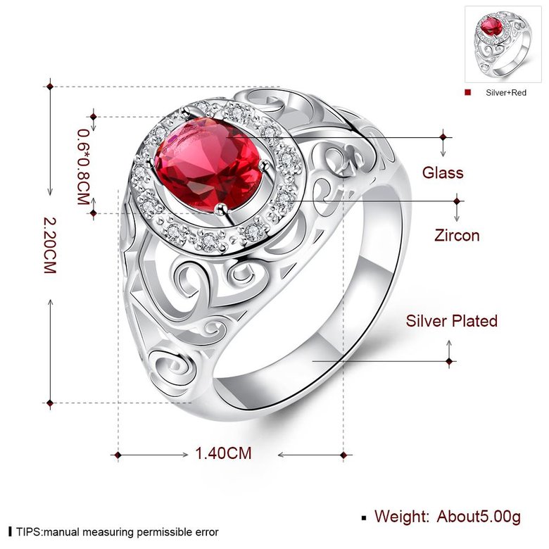 Wholesale rings from China for Lady Promotion Romantic oval Shiny red Zircon Banquet Holiday Party Christmas wedding jewelry TGSPR170 4