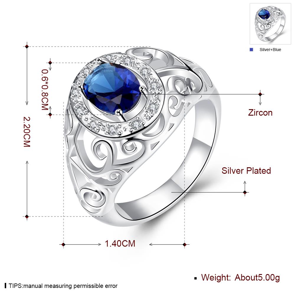 Wholesale rings from China for Lady Promotion Romantic oval Shiny blue Zircon Banquet Holiday Party Christmas wedding jewelry TGSPR178 4