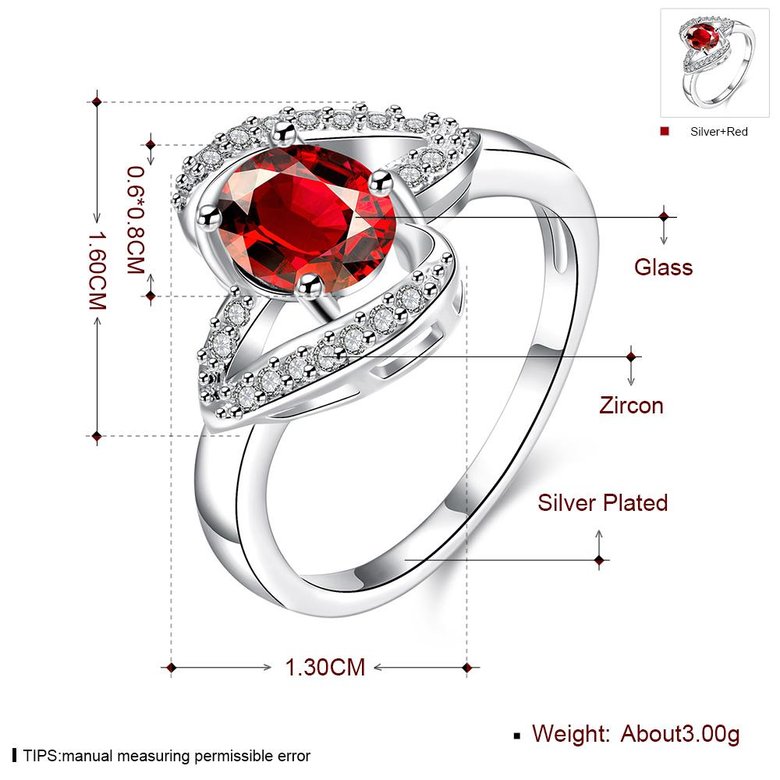 Wholesale rings from China for Lady Promotion Romantic Shiny red Zircon Banquet Holiday Party Christmas wedding jewelry TGSPR191 0