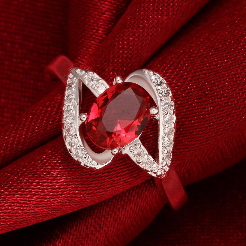 Wholesale rings from China for Lady Promotion Romantic Shiny red Zircon Banquet Holiday Party Christmas wedding jewelry TGSPR191 2