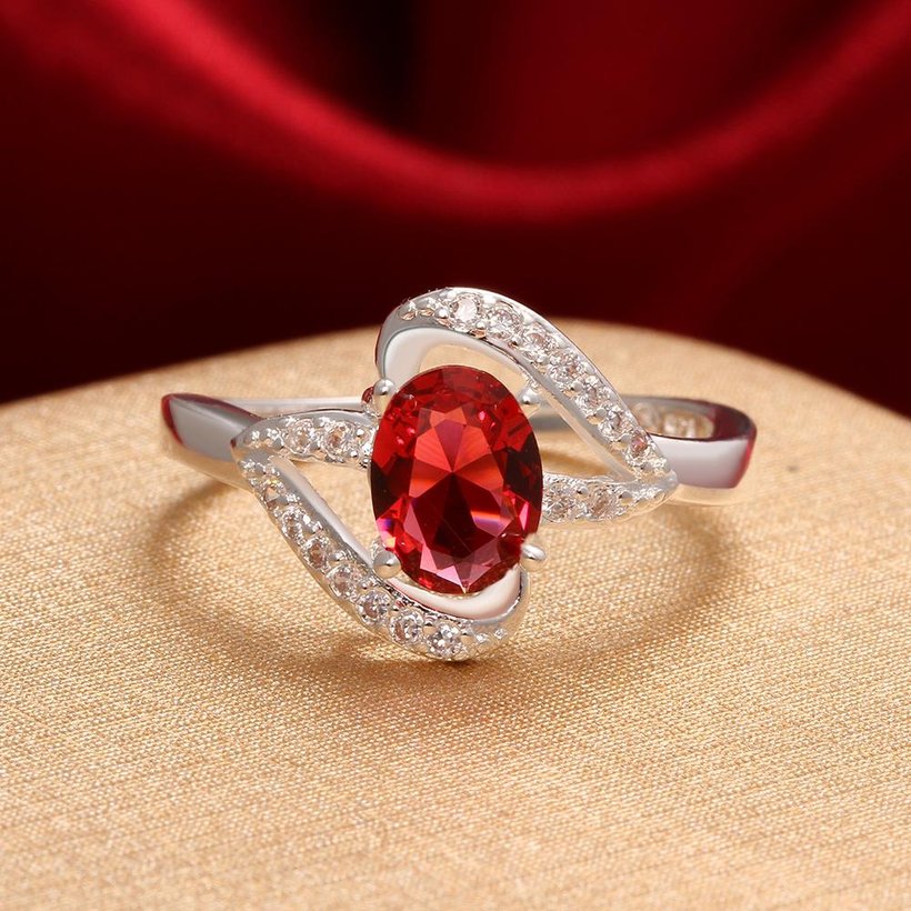 Wholesale rings from China for Lady Promotion Romantic Shiny red Zircon Banquet Holiday Party Christmas wedding jewelry TGSPR191 3