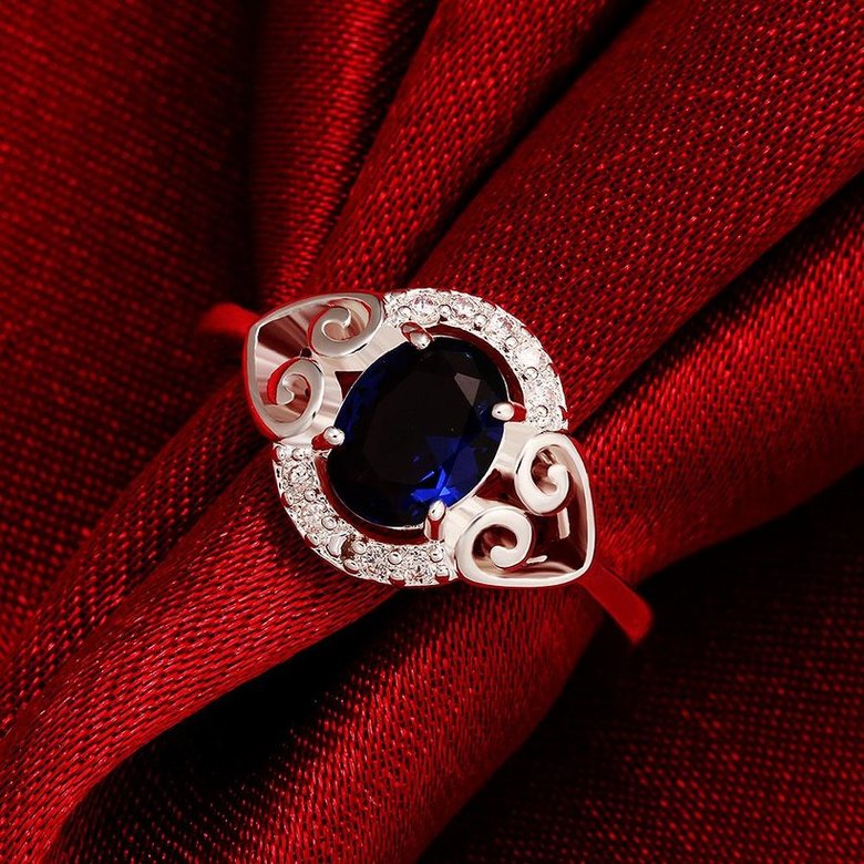 Wholesale Hot sale Trendy rings from China for Lady Romantic oval Shiny blue Zircon Banquet Holiday Party Christmas wedding jewelry TGSPR203 1