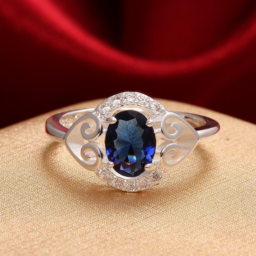 Wholesale Hot sale Trendy rings from China for Lady Romantic oval Shiny blue Zircon Banquet Holiday Party Christmas wedding jewelry TGSPR203 2