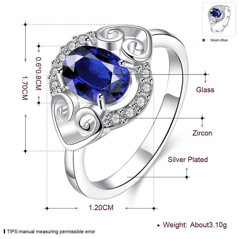 Wholesale Hot sale Trendy rings from China for Lady Romantic oval Shiny blue Zircon Banquet Holiday Party Christmas wedding jewelry TGSPR203 4