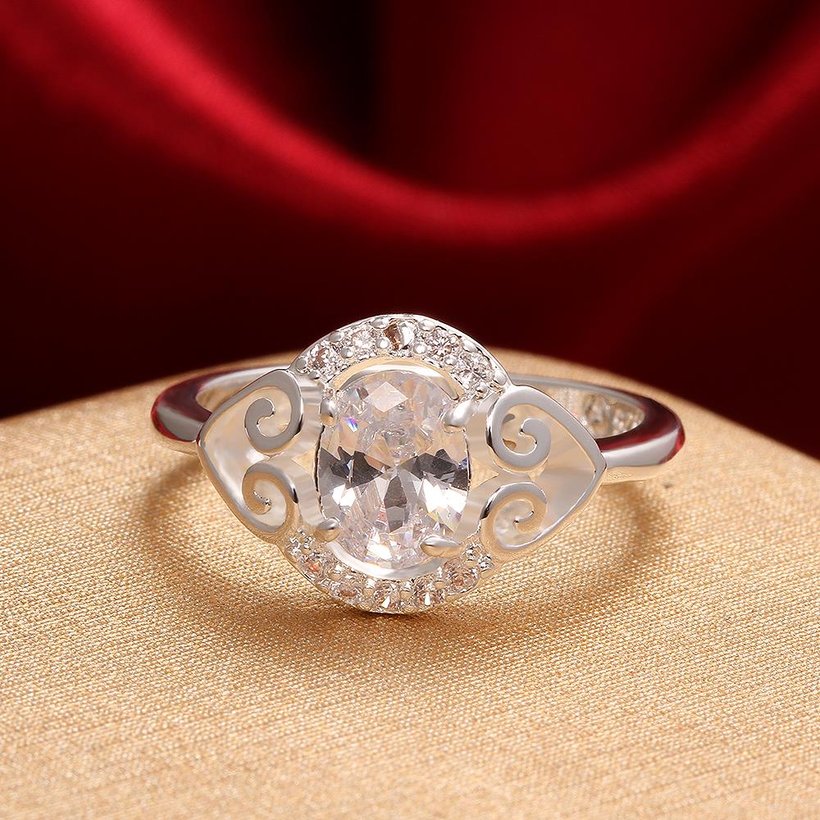 Wholesale rings from China for Lady Promotion Romantic oval Shiny white Zircon Banquet Holiday Party Christmas wedding jewelry TGSPR210 2
