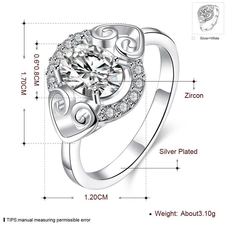 Wholesale rings from China for Lady Promotion Romantic oval Shiny white Zircon Banquet Holiday Party Christmas wedding jewelry TGSPR210 4